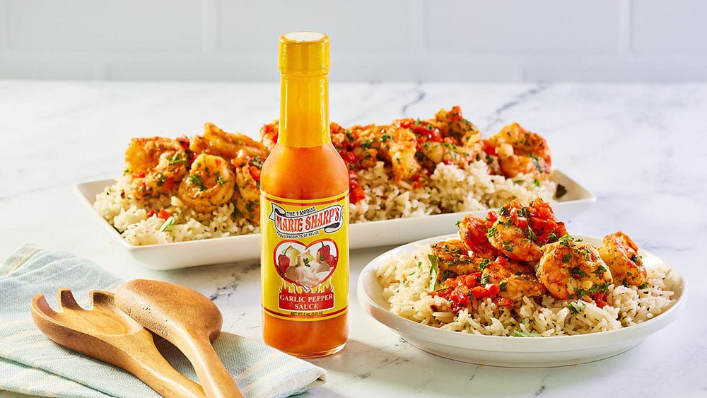 Garlic Creole Shrimp with Lemon over Spicy Herb Butter Rice with Marie Sharp’s Garlic Habanero Sauce - Marie Sharp's Company Store